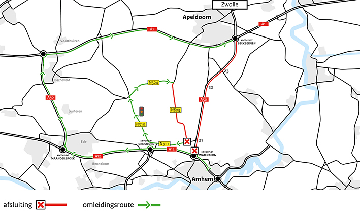 kaartje werkzaamheden a50 juli 2022