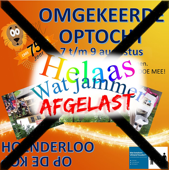 poster omgekeerde optocht afgelast